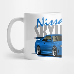 Nissan Skyline GTR r34 Blue, JDM Car Mug